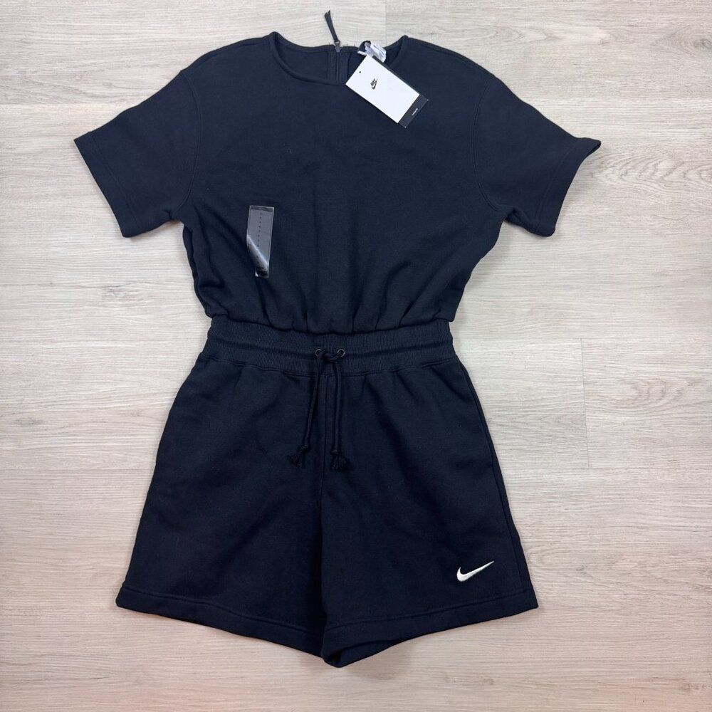 Nike Phoenix Fleece Romper Womens Small Black‎ DV7964 010